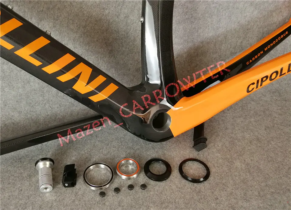 T1000 3K/1K CARROWTER bicycle Frameset Orange-Black Fluo Cipollini NK1K carbon road bike frame with BB68/BB30 Matte/Glossy