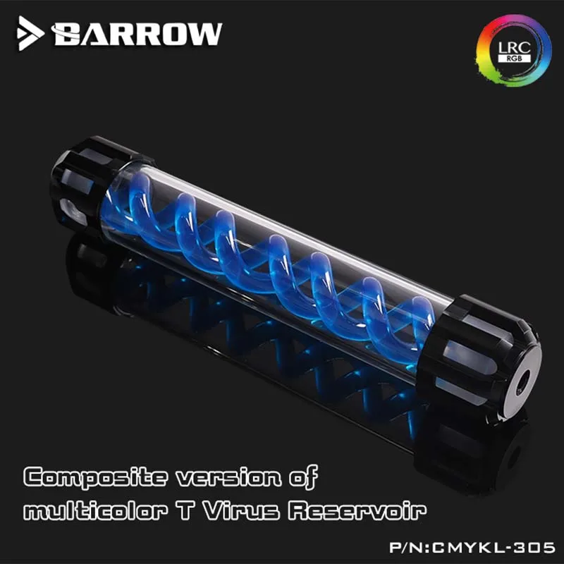 Barrow water cooler T Virus Aluminum Reservoir no LED D50 155mm/205mm/255mm/305mm Red/Blue/Green/Orange/White/Purple Spiral Tank