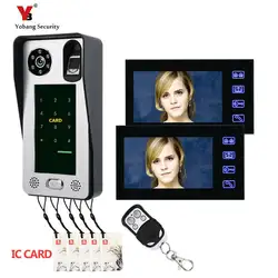 7 дюймов отпечатков пальцев IC карты видео домофон дверные звонки с двери Система контроля доступа Ночное Видение безопасности CCTV камера