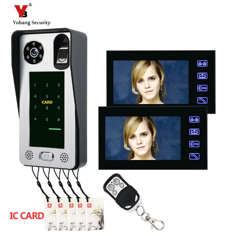#*Cheap 7inch Fingerprint IC Card Video Door Phone Intercom Doorbell With Door Access Control System Night Vision Security CCTV Camera