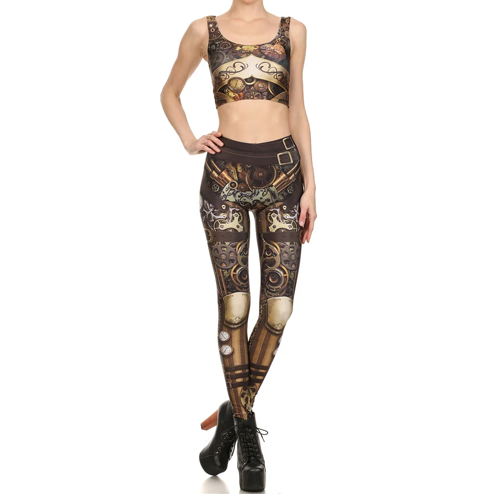 

Fashion Design Sexy Women Legging Retro Steampunk Star Wars Printed Elastic Slim Mechanical Gear 3d Print Cosplay Costume set