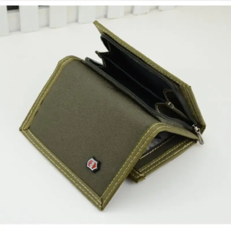 Men&#39;s Wallets Boys&#39; Purse Canvas Wallet Trifold Solid Three Fold 5 Colors Hook&Loop Casual ...