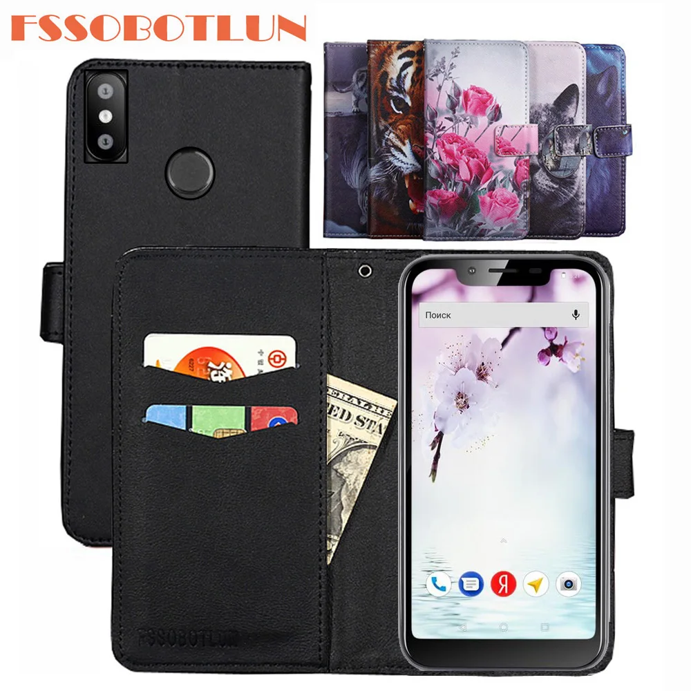 

FSSOBOTLUN For Fly View Max Case PU Leather Retro Flip Cover Shell Magnetic Fashion Wallet Cases Kickstand Strap