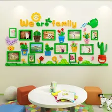 Green plant photo frame acrylic TV backdrop creative personality 3D stickers bedroom bedside background wall surface decoration Green plant photo frame acrylic TV backdrop creative personality 3D stickers bedroom bedside background wall surface decoration