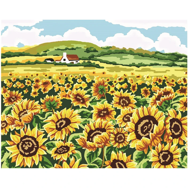 

Sunshine Manor Sunflower Cabin Landscape Romantic Decor Art Living Room Coloring By Numbers Modular Living Room Decor Art