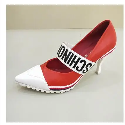 Г. Новое поступление, туфли-лодочки в европейском стиле женские вечерние туфли на высоком каблуке 7,5 см, с перекрещивающимися ремешками, с монограммой и алфавитом - Цвет: Красный
