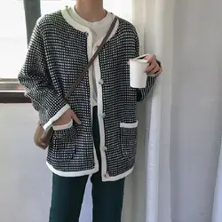 Осенняя Корейская Винтаж длинный рукав Твердые свитера женские 2018