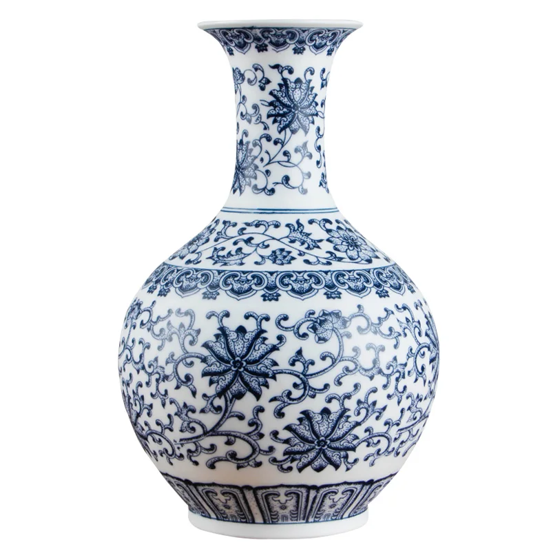 Китайский стиль Цзиндэчжэнь яичная скорлупа синяя и белая ваза керамическая красная фарфоровая каолиновая ваза для цветов домашний Декор вазы ручной работы - Цвет: b