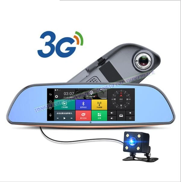 

3G Car DVR+Android 5.0 Bluetooth GPS WIFI Dual lens rearview mirror camera+FHD1080P camara automovil DVR
