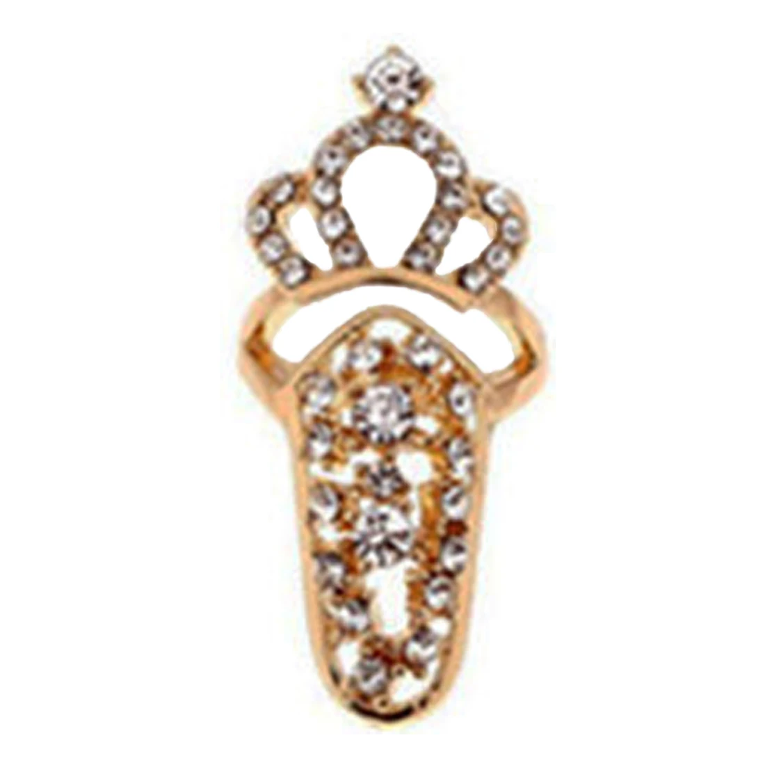 1 шт., стильное изысканное кольцо для ногтей с искусственным кристаллом, ювелирное изделие, изысканное бриллиантовое покрытие для ногтей, кольцо для хвоста, кольцо для соединения, корона, броня, аксессуары