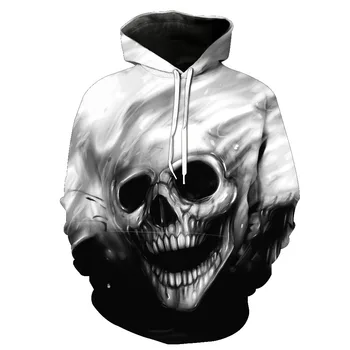 

TUNSECHY NEW 2018 Autumn Winter Fashion Men/women Hoodies Red eyes Skull head Hooded Hoody Sweatshirt 3D lovely Tracksuits