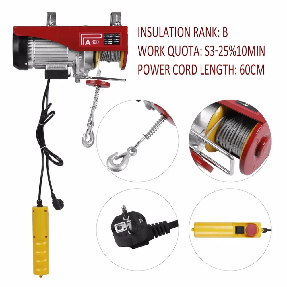 

New 400-800KG Electric Wire Hoist Heavy Duty Remote Control Auto Lifting Sling Crane Equipment Professional Lifting Tool