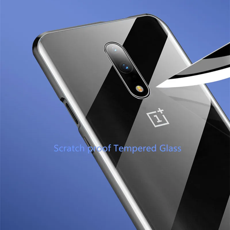 Магнитный адсорбционный флип-чехол для телефона oneplus 7 магнитные металлические Чехлы Передняя закаленная стеклянная задняя крышка для oneplus 7
