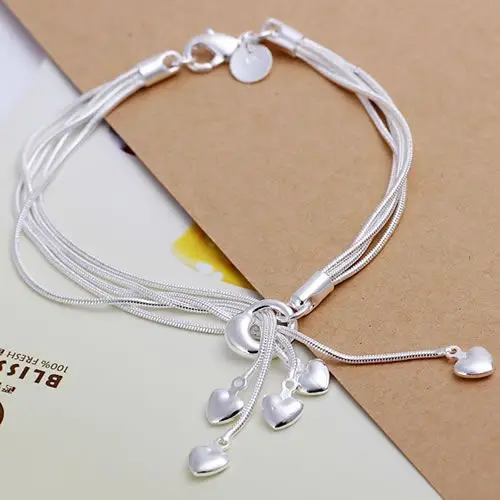 

SLH067 Wholesale silver plated bracelet, Factory price fashion jewelry Heart Pendant Bracelet /aveajmla