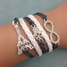 1 шт. бесконечность, ладони и anghor браслет. металл очарование, воск шнур, кожаный браслет 3298