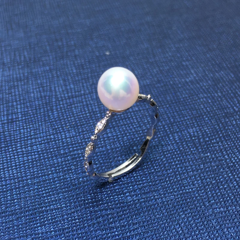 ZHBORUINI Fashion Pearl Ring Jewelry Of Silver Ring Freshwater Pearl