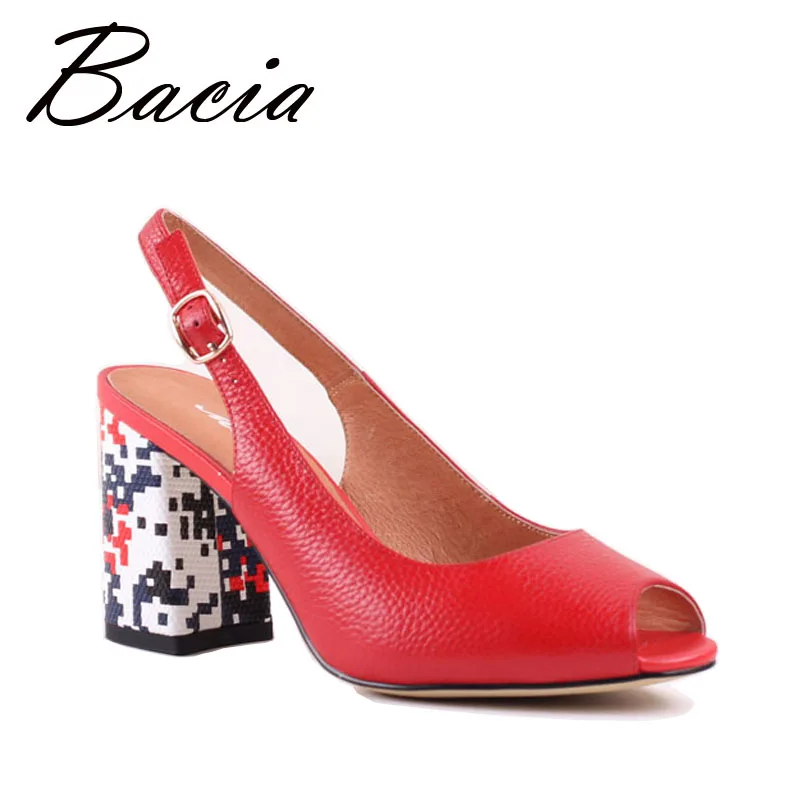high quality heels bacia fashion grain leather sandals 8 6cm print high quality heels bacia fashion grain leather sandals 8 6cm print