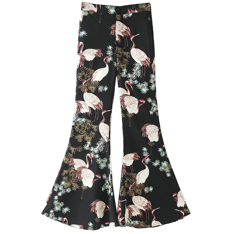 Print Flare Pants Mexican Costume Casual Loose High Waist Perfect Quality Pants 2018 Spring