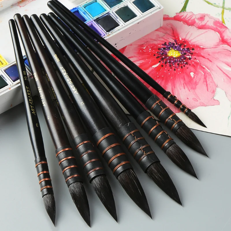 BGLN 1Piece Handmade Squirrel's Hair Artist Watercolor Paint Brush Pointed Painting Brushes For