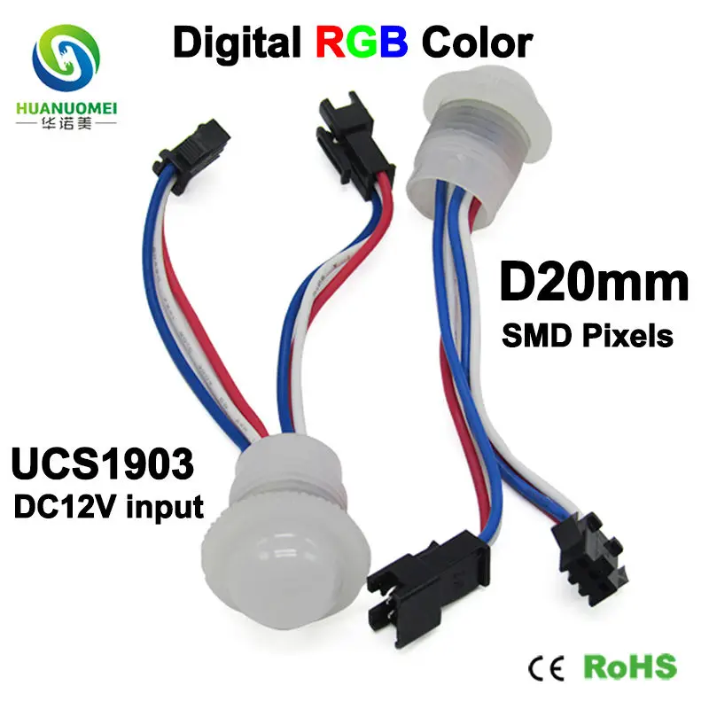 Светодиодная Пиксельная лампа UCS1903, 12 В постоянного тока, 20 мм, 5050 SMD, RGB, цифровая лампа для ТВ-бокса, водонепроницаемая лампа для парка развлечений