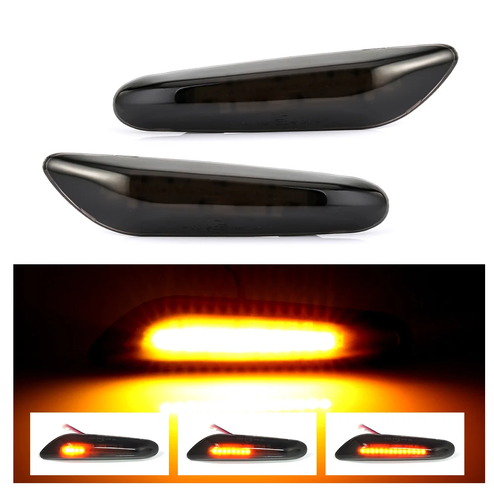 2PCS 16 LED Dynamic Flowing Light For BMW E90 E91 E92 E60 E87 E82 E46 Smoked Side Marker Turn Signal Indicator Car Lights 2021 | Автомобили