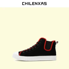 CHILENXAS 2017 Spring Autumn High Canvas Shoes Men Classic Casual Breathable Lace-up Solid Flats Light Hard-wearing Comfortable