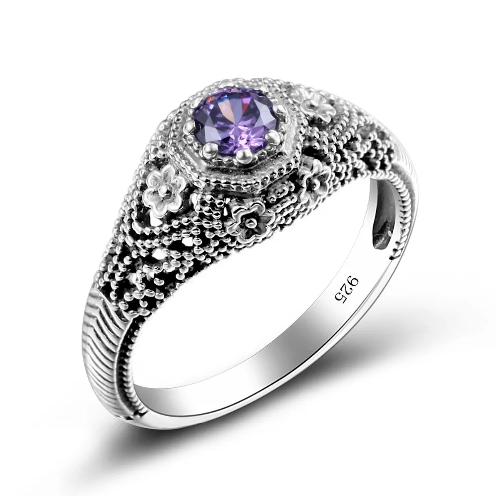Szjinao Store кольцо с розовым аметистом, Ретро стиль, Сейлор Мун, настоящее 925 пробы, серебряные ювелирные изделия, кольца для женщин, изящные вечерние кольца