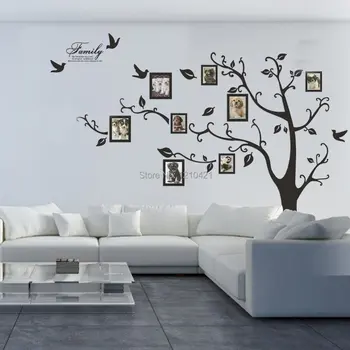 

Free shipping 80" x 100" Huge XXL Photo Frame Family Tree Removable Wall Stickers Vinyl Art Decal Room Home Decor