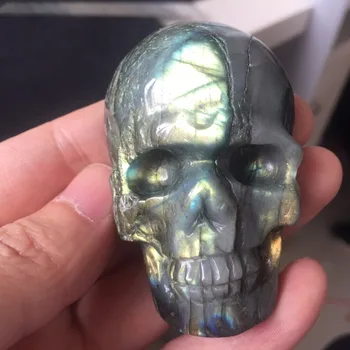 

2019 Anniversary celebration Promotion price 2.4 inch Natural Labradorite Face Skull dohaibogoo healing crystals Birthday gift