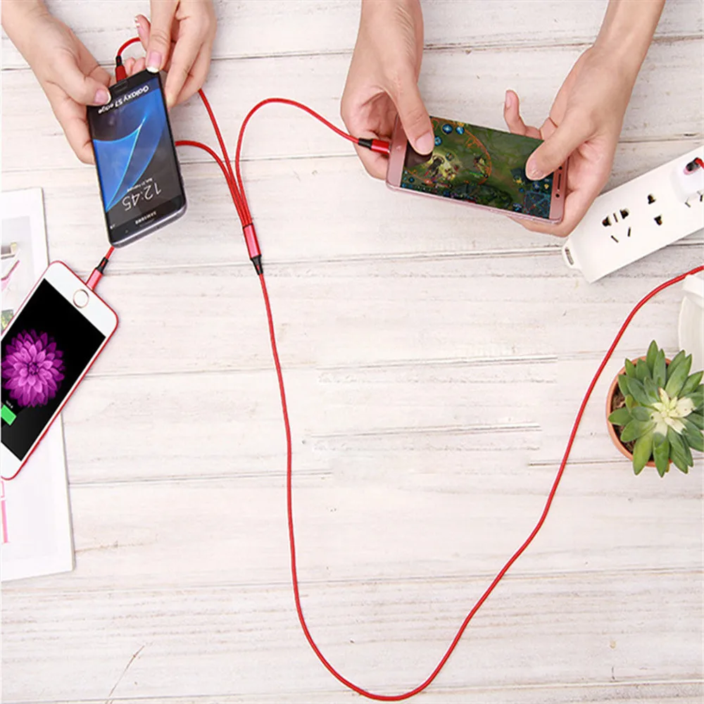 Usb-зарядное устройство 3 в 1 с несколькими usb-портами кабель для iPhone X Quick Charge USB C провод для зарядки для huawei P20 Lite Xiaomi Mi8