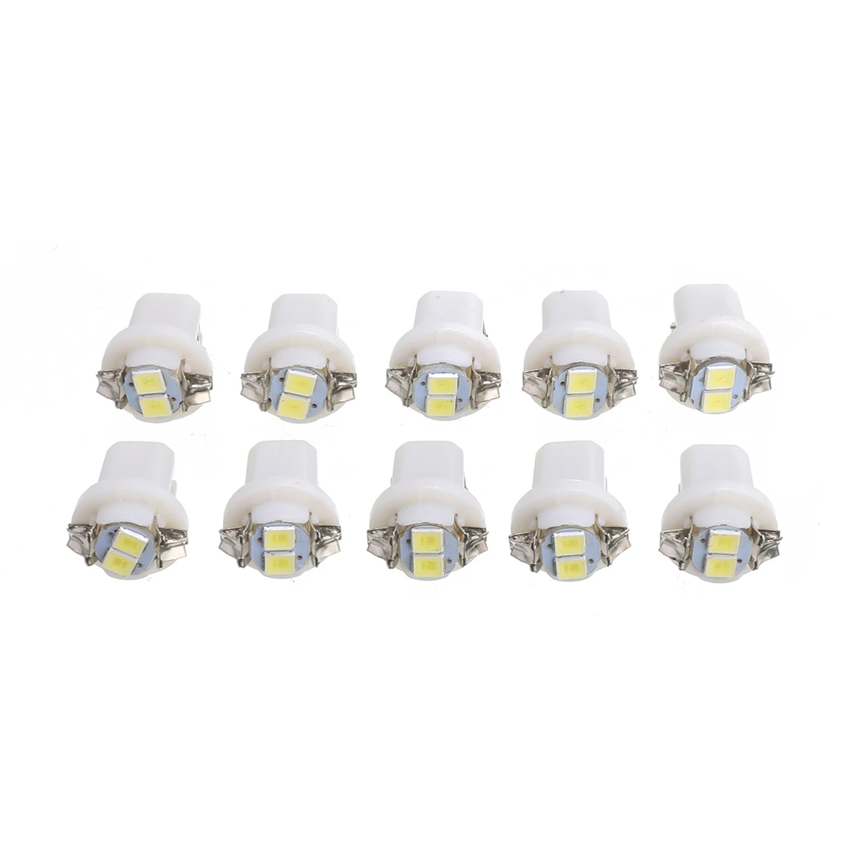 

10pcs 12v 13.8mm White T5 B8.5D 3528 2LED Car Dash Gauge Instrument Wedge Light Bulb Universal Auto Durable High Brightness