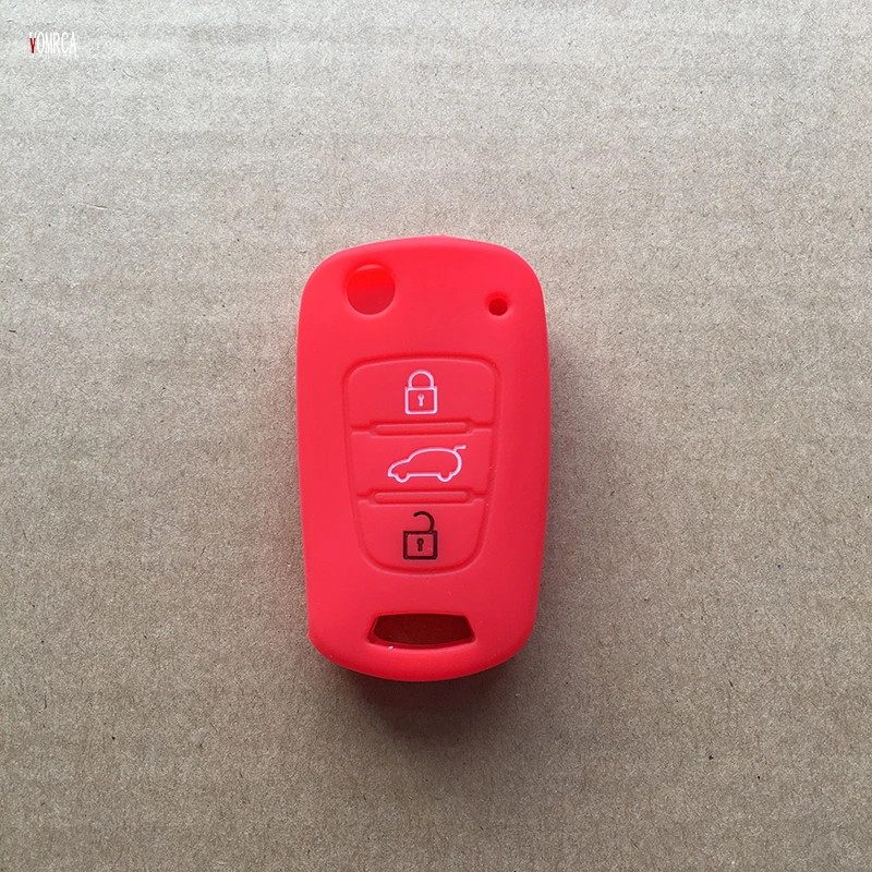 Силиконовый чехол книжка с 3 кнопками для Kia Hyundai i20 i30 i35 iX20 iX35 Solaris Verna 2017|remote silicone|key
