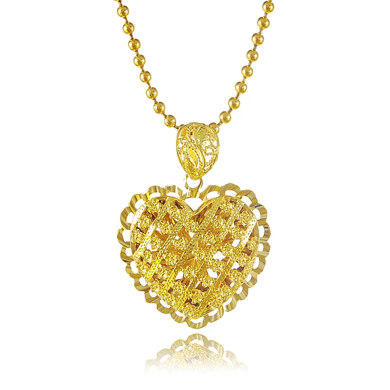 New Arrivals 24K Pure Gold Pendants Necklace Delicate Graceful Hollow