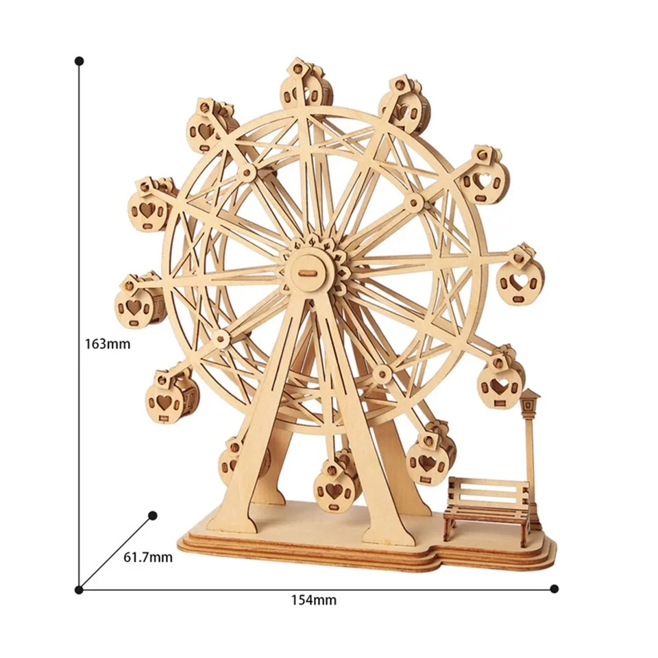 DIY деревянные головоломки ручной работы 3D модели здания Феррис комплекты колес сборки украшения творческие украшения головоломки игрушки для детей