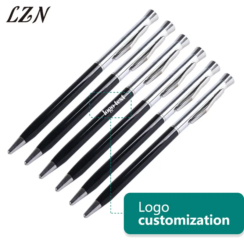 LZN бесплатно настраиваемый текст/логотип с офисным аксессуаром основная металлическая шариковая ручка вращающаяся металлическая старая масляная ручка для деловой акции