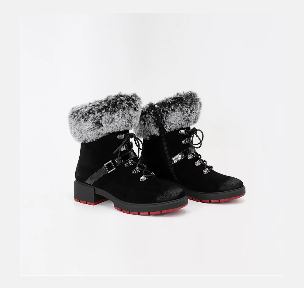 SOPHITINA/зимние женские ботинки из коровьей замши; Модные ботильоны на шнуровке с украшением в виде пряжки; нескользящая подошва из натурального теплого меха; MC85
