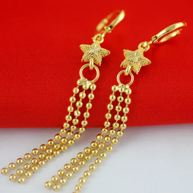 

Stars Dangle Earrings Yellow Gold Filled Girls/ Women Long Tassel Earrings