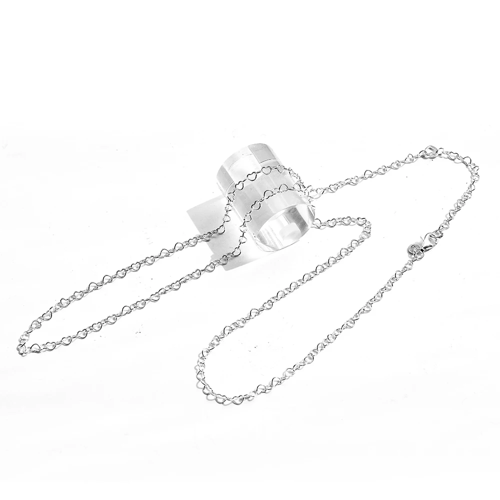 

100% 925 Sterling-Silver-Jewelry Joined Hearts Necklaces Free Shipping