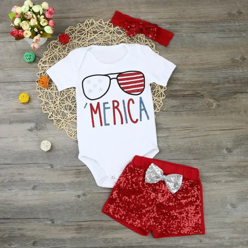 

TELOTUNY 2018 Newborn Baby Girl 4th Of July Patriotic Romper Shorts Pants Clothes Outfits Set For Girls Clothes Set FEB6