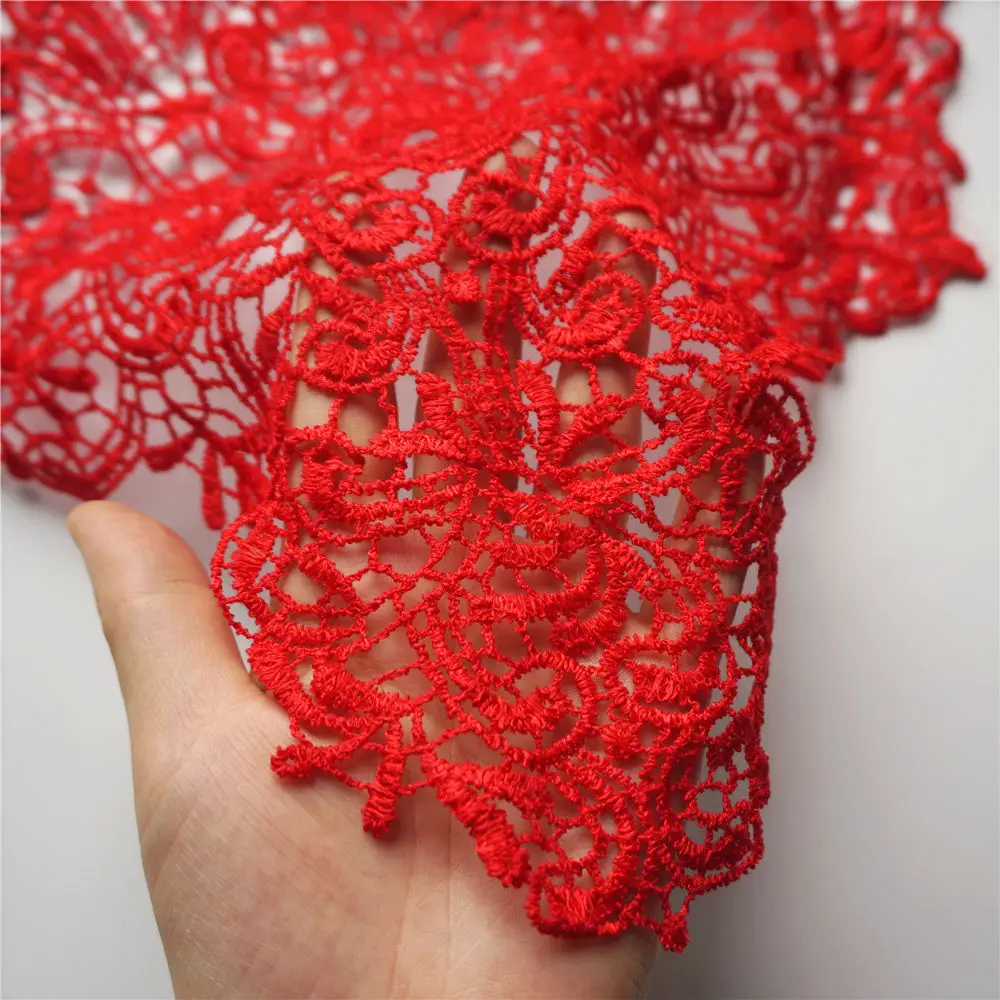 Красные тканевые воротники аппликации круглый вырез полые планки пришить вышитые патчи для свадебное платье DIY