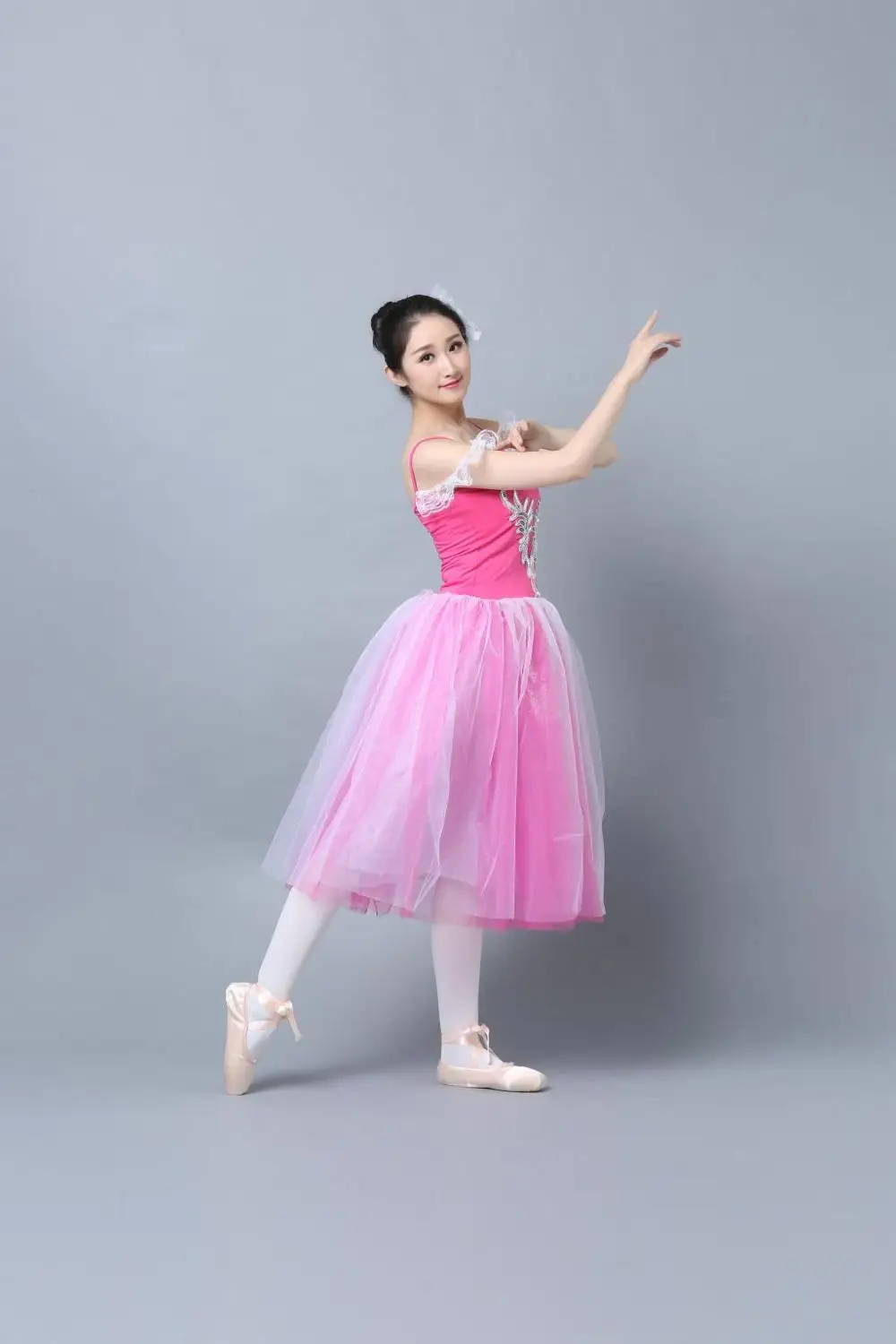 Романтическая балетная пачка для взрослых, юбка для репетиции, костюм лебедя для женщин, длинное Тюлевое платье, белый, розовый, голубой цвет, балетная одежда - Цвет: Pink