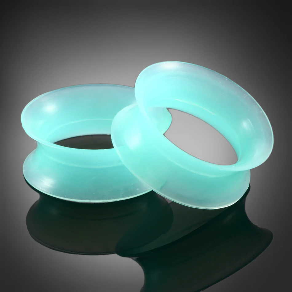 

1pair Flexible Silicone Green Thin Flesh Ear Plugs and Tunnels Ear Gauge Plug Tunnel Body Jewelry Piercing Stretcher Expanders