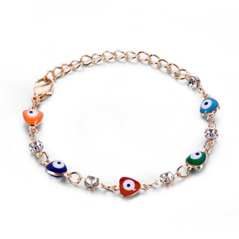 New Colorful Evil Eyes Bracelet Charms Crystal Bracelets For Girls Handmade Lucky Eye Turkish