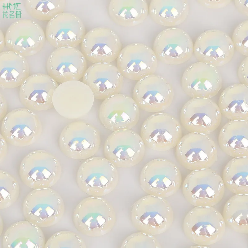 

3/4/5/6/8/10/12/14mm 50-1000pcs/bag Ivory ABS Imitation Pearl Half Round Flatback for DIY Craft Jewelry Findings Making