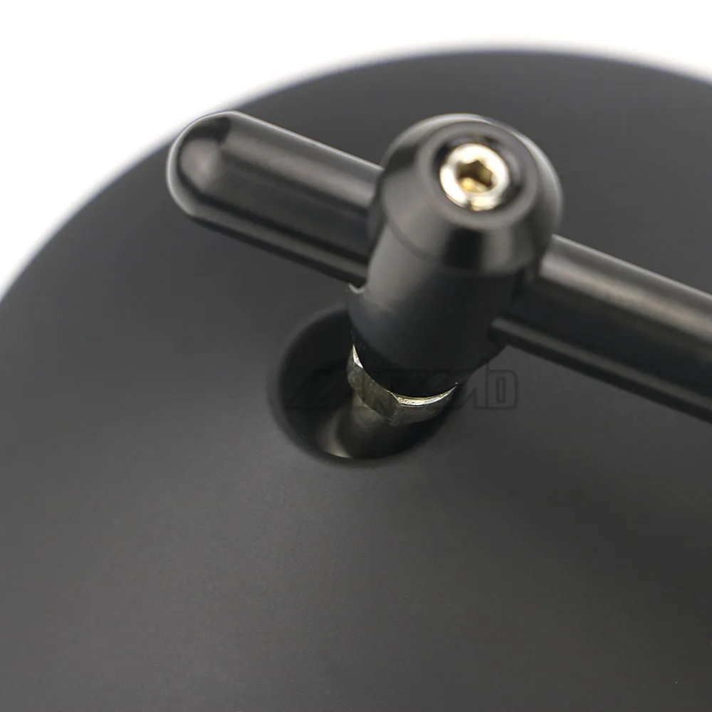 Black Motorcycle Retro Round Convex Rear View Mirrors 10mm Clear Glass