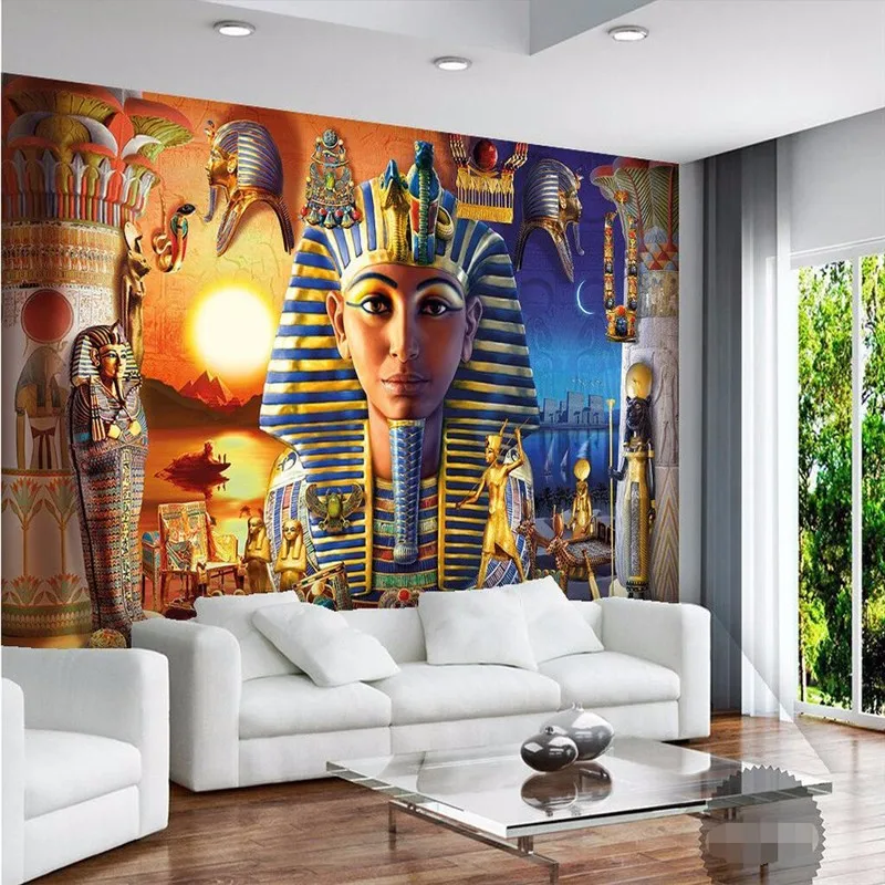 

Beibehang wallpaper 3d fresco decoration picture background modern Egyptian culture ancient civilized art restaurant mural panel