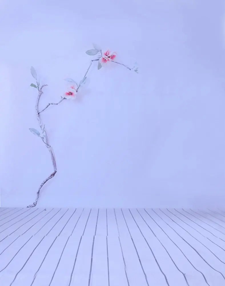 

5x7ft Wood Floor Flowers Tree Wall Photography Backdrops Photo Props Studio Background