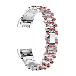 Модные роскошные часы из нержавеющей стали браслет ремешок Мозаика Кристалл Смарт часы ремешок для FitBit Charge 2 часы July28