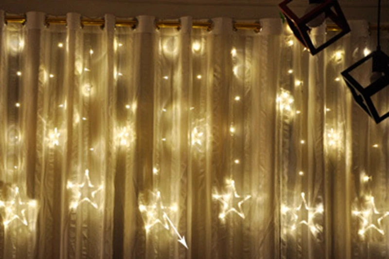 AC110V / 220V Holiday Lighting LED Fairy Star Curtain String luminarias Garland Decoration Christmas Party Wedding Light 2M