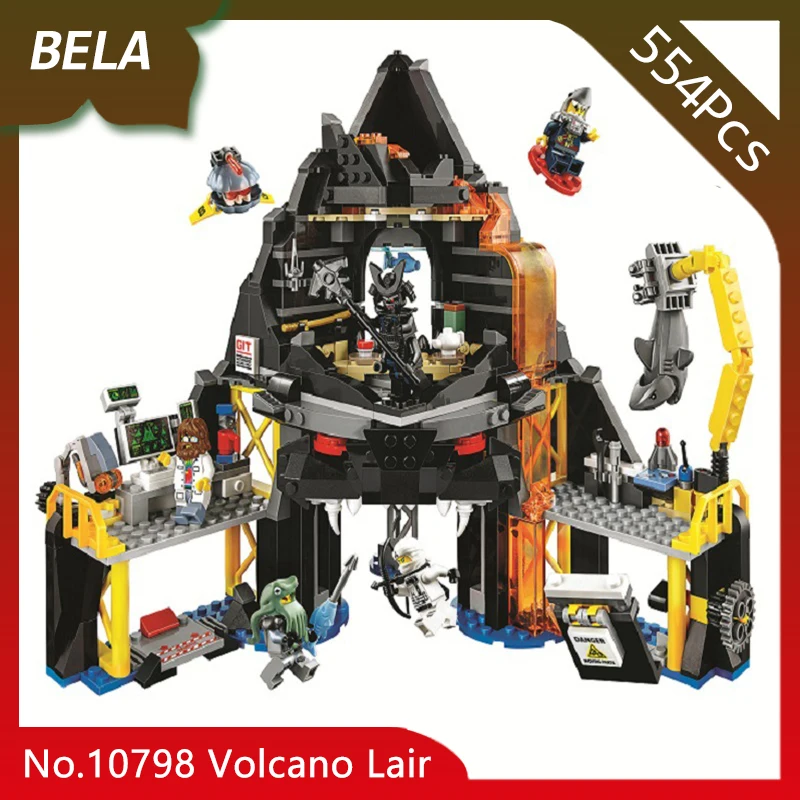 

Bela 10798 Ninja Series 554pcs Garmadon's Volcano Lair Building Blocks Bricks Model Kits Compatible with Legoings